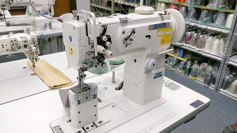 Double Needle Post Bed Walking Foot Sewing Machine