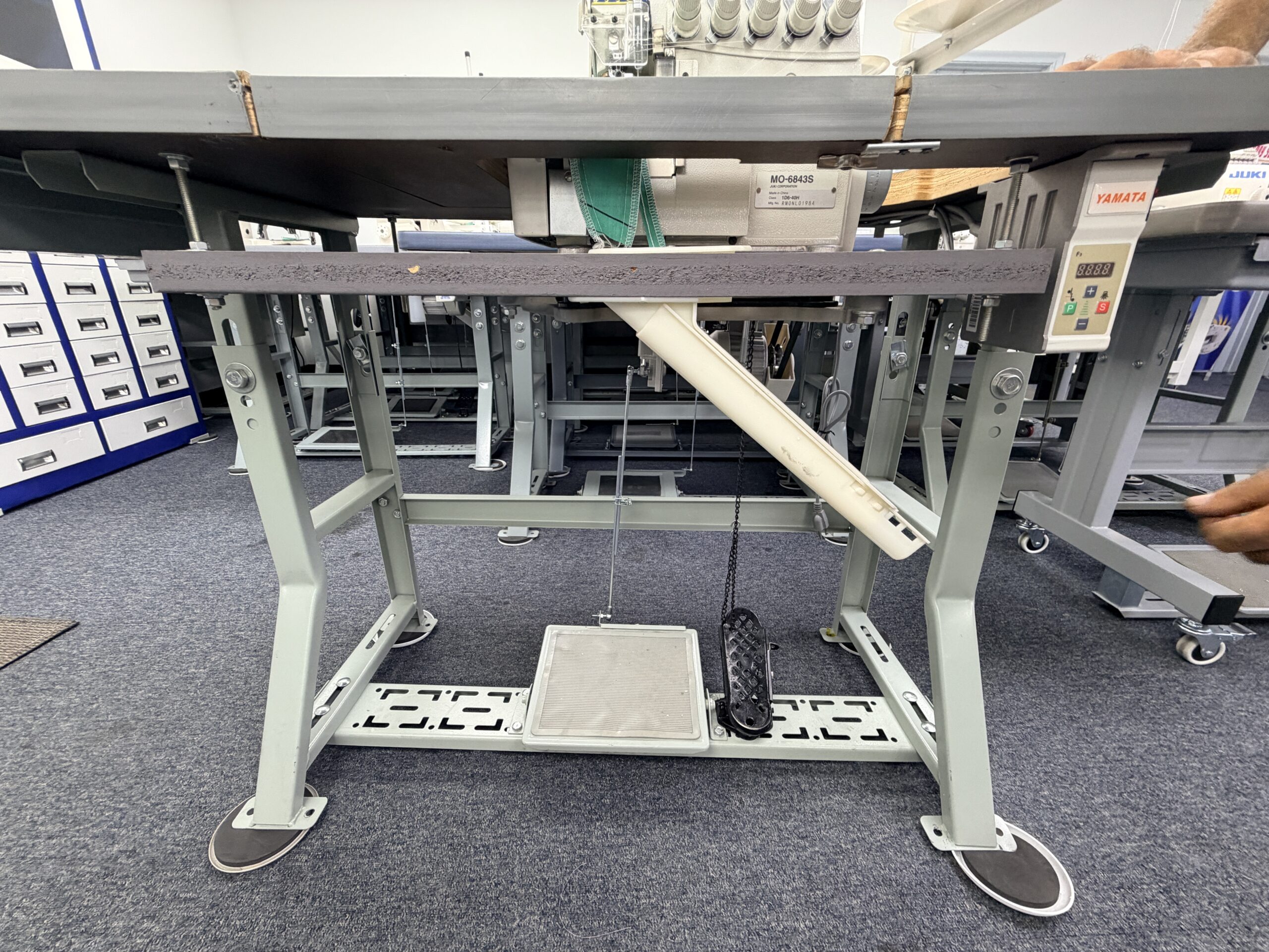 Lightly use MO-6843S is an industrial, three-needle, six-thread overlocker/safety-stitch machine. Call For Price 214-749-7991. - Image 3